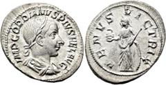 RÖMER RÖMISCHE KAISERZEIT. Gordian III., 238 - 244 n. Chr. Denar ø 22mm (3,39g). 241 n. Chr. Mzst. Rom. Vs.: IMP GORDIANVS PIVS FEL AVG, drapierte Panzerbüste mit Lorbeerkranz n. r. Rs.: VENVS VICTRIX