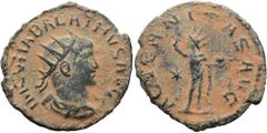 RÖMER RÖMISCHE KAISERZEIT. Vabalathus, 270 - 272 n. Chr. Antoninian ø 21mm (2,29g). 271 - 272 n. Chr. Mzst. Antiochia. Vs.: IM C VHABALATHVS AVG, drapierte Panzerbüste mit Strahlenkrone n. r. Rs.: AΕΤ
