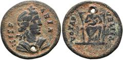RÖMER RÖMISCHE KAISERZEIT. Anonyme Prägungen aus der Zeit Julians II. (Isisfest). AE Centenionalis ø 19mm (2,62g). Mzst. Alexandria. Vs.: ISIS F-ARIA, drapierte Büste der Isis mit Diadem u. Hem-Hem-Kr