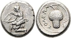 GRIECHEN KILIKIEN. SOLOI. Stater ø 21mm (10,70g). ca. 425 - 400 v. Chr. Vs.: Amazone mit nacktem Oberkörper in Rückansicht n. l. kniend, mit Haube u. Köcher mit Pfeilen an der Hüfte, mit beiden Händen