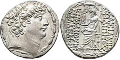 GRIECHEN NÖRDLICHE LEVANTE. SELEUKIDEN. Philippos I. Epiphanes Philadelphos, 93 - 83 v. Chr. Tetradrachme ø 27mm (15,65g). ca. 88 - 75 v. Chr. Mzst. vermutlich Antiocheia am Orontes. Vs.: Kopf mit Dia