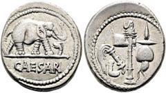 RÖMER RÖMISCHE REPUBLIK. RÖMISCHE REPUBLIK NACH 211 V. CHR.. C. Iulius Caesar, 49 - 48 v. Chr. Denar ø 19mm (4,01g). Mzst. in Gallia Narbonensis oder Hispania Citerior. Vs.: CAESAR, Elefant trampelt n