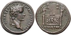 RÖMER RÖMISCHE KAISERZEIT. Tiberius, 14 - 37 n. Chr. AE Semis ø 20mm (4,73g). Geprägt unter Augustus 9 - 14 n. Chr. Mzst. Lugdunum. Vs.: TI CAESAR AVGVST F IMPERAT V, Kopf n. r. Rs.: ROM ET AVG, Augus