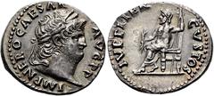 RÖMER RÖMISCHE KAISERZEIT. Nero, 54 - 68 n. Chr. Denar ø 19mm (3,02g). 67 - 68 n. Chr. Mzst. Rom. Vs.: IMP NERO CAESAR AVG P P, Kopf mit Lorbeerkranz n. r. Rs.: IVPPITER CVSTOS, Jupiter sitzt mit Blit