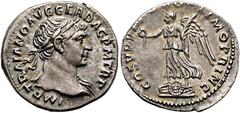 RÖMER RÖMISCHE KAISERZEIT. Trajan, 98 - 117 n. Chr. Denar ø 19mm (3,42g). ca. 108 - 109 n. Chr. Mzst. Rom. Vs.: IMP TRAIANO AVG GER DAC P M TR P, Kopf mit Lorbeerkranz u. Gewand auf l. Schulter n. r. 