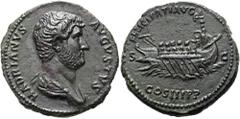 RÖMER RÖMISCHE KAISERZEIT. Hadrian, 117 - 138 n. Chr. AE Dupondius oder As ø 27mm (11,33g). 129 - 130 n. Chr. Mzst. Rom. Vs.: HADRIANVS AVGVSTVS, drapierte Büste n. r. Rs.: FELICITATI AVG / S - C / CO