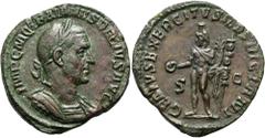 RÖMER RÖMISCHE KAISERZEIT. Traianus Decius, 249 - 251 n. Chr. AE Sesterz ø 31mm (16,00g). Mzst. Rom. Vs.: IMP C M Q TRAIANVS DECIVS AVG, Panzerbüste mit Lorbeerkranz n. r. Rs.: GENIVS EXERCITVS ILLVRI