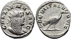 RÖMER RÖMISCHE KAISERZEIT. Alleinherrschaft des Gallienus, 260 - 268 n. Chr. Antoninian ø 22mm (3,92g). 260 - 261 n. Chr. Mzst. Mediolanum. Vs.: GALLIENVS AVG, Panzerbüste mit Strahlenkrone n. r. Rs.: