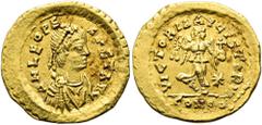 RÖMER RÖMISCHE KAISERZEIT. Leo I., 457 - 473 n. Chr. Tremissis ø 15mm (1,49g). 457 - 468 n. Chr. Mzst. Konstantinopel. Vs.: D N LEO PE-RPET AVG, drapierte Panzerbüste mit Perlendiadem n. r. Rs.: VICTO