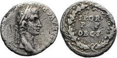 RÖMER RÖMISCHE KAISERZEIT. Caligula, 37 - 41 n. Chr. Denar ø 18mm (3,30g). 37 - 38 n. Chr. Mzst. Lugdunum. Vs.: [C CAE]SAR AVG PON [M TR POT III COS III], Kopf mit Lorbeerkranz n. r. Rs.: SPQR / P P /