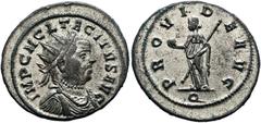 RÖMER RÖMISCHE KAISERZEIT. Tacitus, 275 - 276 n. Chr. Antoninian ø 23mm (4,23g). Mzst. Ticinum. Vs.: IMP C M CL TACITUS, drapierte Panzerbüste mit Strahlenkrone n. r. Rs.: PROVIDE AVG / Q, Providentia