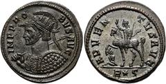 RÖMER RÖMISCHE KAISERZEIT. Probus, 276 - 282 n. Chr. Antoninian ø 23mm (4,60g). Mzst. Rom. Vs.: IMP PROB-VS AVG, behelmte Panzerbüste mit Strahlenkrone, Lanze u. Schild n. l. Rs.: ADVEN-TVS AVG / R St