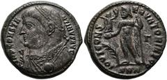 RÖMER RÖMISCHE KAISERZEIT. Constantin I., der Große, 307 - 337 n. Chr. AE Follis ø 18mm (4,26g). 317 - 320 n. Chr. Mzst. Nikomedia. Vs.: IMP CONSTA-NTINVS AVG, drapierte Büste mit Lorbeerkranz, Globus