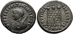 RÖMER RÖMISCHE KAISERZEIT. Constantin II. als Caesar, 317 - 337 n. Chr. AE Follis ø 18mm (3,26g). 318 - 320 n. Chr. Mzst. Heraclea. Vs.: D N FL CL CONSTANTINVS NOB C, drapierte Konsular- büste mit Lor