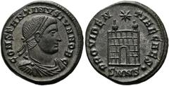 RÖMER RÖMISCHE KAISERZEIT. Constantius II. als Caesar, 324 - 337 n. Chr. AE Follis ø 19mm (3,56g). 328 - 329 n. Chr. Mzst. Nicomedia. Vs.: CONSTANTINVS IVN NOB C, drapierte Panzerbüste mit Diadem n. r