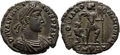 RÖMER RÖMISCHE KAISERZEIT. Valentinian I., 364 - 375 n. Chr. AE Follis ø 18mm (2,71g). 367 - 375 n. Chr. Mzst. Rom. Vs.: D N VALENTINI-ANVS P F AVG, drapierte Panzerbüste mit Rosettendiadem n. r. Rs.:
