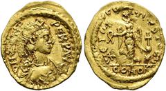 RÖMER RÖMISCHE KAISERZEIT. Zeno, 474 - 491 n. Chr. Tremissis ø 16mm (1,48g). Mzst. Konstantinopel. Vs.: D N ZENO PERP AVG, drapierte Panzerbüste mit Perlendiadem n. r. Rs.: VICTORIA AVGVSTORVM / CONOB