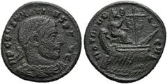 RÖMER RÖMISCHE KAISERZEIT. Isis-Fest' AE Follis ø 17mm (2,45g). Geprägt unter Konstantin I. dem Großen, ca. 314 - 315 n. Chr. Vs.: IMP CONSTANTINVS P F AVG, drapierte Panzerbüste mit Lorbeerkranz n. r