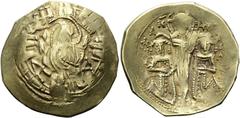 BYZANZ RESTAURIERTES REICH. Andronikos II. und Michael IX. Palaiologoi, 1295 - 1320 n. Chr. Hyperpyron ø 24mm (3,94g). 1295 - 1305 n. Chr. Mzst. Konstantinopel. Vs.: Stadtmauer von Konstantinopel mit 