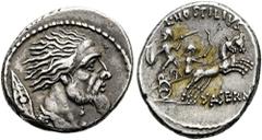 ROMER RÖMISCHE REPUBLIK. RÖMISCHE REPUBLIK NACH 211 V. CHR. L. Hostilius Saserna, 48 v. Chr. Denar ø 19mm (4,07g). Mzst. Rom. Vs.: Bärtiger Kopf eines Galliers, sog. Vercingetorix, n. r., dahinter gal