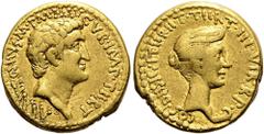 ROMER RÖMISCHE REPUBLIK. RÖMISCHE REPUBLIK NACH 211 V. CHR. Marcus Antonius 38 v. Chr. Aureus ø 19mm (8,15g). Mzst. in Griechenland (Athen?). Vs.: M ANTONIVS M F M N AVGVR IMP TIIER, Kopf des Marc Ant