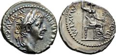 ROMER RÖMISCHE KAISERZEIT. Tiberius, 14 - 37 n. Chr. Denar ø 19mm (3,69g). 30 n. Chr. Mzst. Lugdunum. Vs.: TI CAESAR DIVI AVG F AVGVSTVS, Kopf mit Lorbeerkranz n. r. Rs.: PONTIF MAXIM, Livia als Iusti