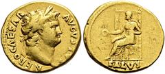 ROMER RÖMISCHE KAISERZEIT. Nero, 54 - 68 n. Chr. Aureus ø 19mm (7,19g). 64 - 66 n. Chr. Mzst. Rom. Vs.: NERO CAESAR AVGVSTVS, Kopf mit Lorbeerkranz n. r. Rs.: SALVS, Salus mit Patera thront n. l. RIC 