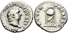 ROMER RÖMISCHE KAISERZEIT. Vitellius, 69 n. Chr. Denar ø 19mm (3,59g). April - Dezember 69 n. Chr. Mzst. Rom. Vs.: A VITELLIVS GERM IMP AVG TR P, Kopf mit Lorbeerkranz n. r. Rs.: XV VIR SACR FAC, Drei