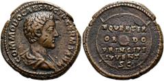 ROMER RÖMISCHE KAISERZEIT. Commodus als Caesar, 166 - 177 n. Chr. AE As ø 27mm (12,07g). 175 - 176 n. Chr. Mzst. Rom. Vs.: COMMODO CAES AVG FIL GERM SARM, drapierte Büste n. r. Rs.: EQVESTER / OR-DO /