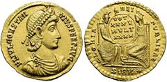 ROMER RÖMISCHE KAISERZEIT. Constantius II., 337 - 361 n. Chr. Solidus ø 21mm (4,40g). 355 - 361 n. Chr. Mzst. Sirmium. Vs.: FL IVL CONSTAN-TIVS PERP AVG, drapierte Panzerbüste mit Perlendiadem n. r. R