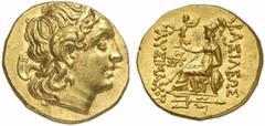 GRIECHEN . THRAKISCHE KÖNIGE UND DYNASTEN Lysimachos, 305 - 281 v. Chr. Stater (8,48g) Ca. 250 - 150 v. Chr., posthum Mzst. Byzantion. Vs.: Kopf des vergöttlichten Alexander mit Ammonshorn n. r. Rs.: 