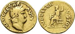 RÖMER RÖMISCHE KAISERZEIT. Nero, 54 - 68 n. Chr. Aureus ø 20mm (7,05g). 66 - 67 n. Chr. Mzst. Rom. Vs.: [IMP] NERO CAESAR AVGVS[TVS], Kopf mit Lorbeerkranz n. r. Rs.: IVPPITER CVSTOS, Jupiter mit Blit