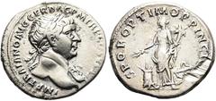 RÖMER RÖMISCHE KAISERZEIT. Trajan, 98 - 117 n. Chr. Denar ø 19mm (3,45g). 103 - 111 n. Chr. Mzst. Rom. Vs.: IMP TRAIANO AVG GER DAC P M TR P [COS V P P], Büste mit Lorbeerkranz n. r., Ägis auf l. Schu
