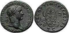RÖMER RÖMISCHE KAISERZEIT. Trajan, 98 - 117 n. Chr. AE Sesterz ø 28mm (10,59g). 103 - 111 n. Chr. Mzst. Rom. Vs.: IMP CAES NERVAE TRAIANO AVG GER DAC P M TR P COS V P P, Büste mit Lorbeerkranz n. r. R