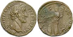 RÖMER RÖMISCHE KAISERZEIT. Antoninus Pius, 138 - 161 n. Chr. AE Sesterz ø 33mm (28,30g). 152 - 153 n. Chr. Mzst. Rom. Vs.: ANTONINVS AVG PI-VS P P TR P XVI, Kopf mit Lorbeerkranz n. r. Rs.: SALVS A-VG