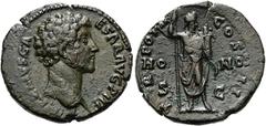 RÖMER RÖMISCHE KAISERZEIT. Marcus Aurelius als Caesar, 139 - 161 n. Chr. AE As ø 28mm (12,00g). 147 - 148 n. Chr. Mzst. Rom. Vs.: AVRELIVS CA-ESAR AVG PII, Büste mit Gewand auf l. Schulter n. r. Rs.: 