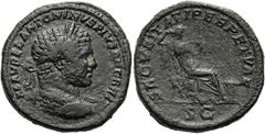 RÖMER RÖMISCHE KAISERZEIT. Caracalla, 197 - 217 n. Chr. AE Sesterz ø 33mm (25,71g). 210 - 213 n. Chr. Mzst. Rom. Vs.: M AVREL ANTONINVS PIVS AVG BRIT, drapierte Panzerbüste mit Lorbeerkranz n. r. Rs.: