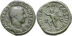 RÖMER RÖMISCHE KAISERZEIT. Severus Alexander, 222 - 235 n. Chr. AE Sesterz ø 31mm (24,71g). 234 n. Chr. Mzst. Rom. Vs.: IMP ALEXANDER PIVS AVG, drapierte Panzerbüste mit Lorbeerkranz n. r. Rs.: P M TR