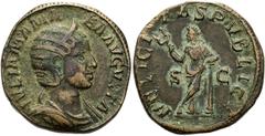RÖMER RÖMISCHE KAISERZEIT. Iulia Mamaea, 222 - 235 n. Chr. AE Sesterz ø 31mm (20,86g). Mzst. Rom. Vs.: IVLIA MAMA-EA AVGVSTA, drapierte Büste n. r. Rs.: FELICI-TAS PVBLICA / S - C, Felicitas mit Caduc