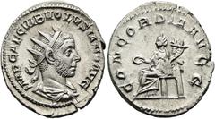 RÖMER RÖMISCHE KAISERZEIT. Volusian, 251 - 253 n. Chr. Antoninian ø 23mm (4,08g). Mzst. Rom. Vs.: IMP CAE C VIB VOLVSIANO AVG, drapierte Panzerbüste mit Strahlenkrone n. r. Rs.: CONCORDIA AVGG, Concor