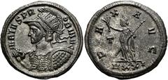 RÖMER RÖMISCHE KAISERZEIT. Probus, 276 - 282 n. Chr. Antoninian ø 23mm (3,44g). 280 - 281 n. Chr. Mzst. Ticinium. Vs.: VIRTVS PR-OBI AVG, Büste mit Strahlenkrone, Helm, Panzer, Schild u. Lanze n. l. R