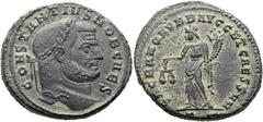 RÖMER RÖMISCHE KAISERZEIT. Constantius I. Chlorus als Caesar, 293 - 305 n. Chr. AE Follis ø 29mm (12,17g). 300 - 301 n. Chr. Mzst. Rom. Vs.: CONSTANTIVS NOB CAES, Kopf mit Lorbeerkranz n. r. Rs.: SACR