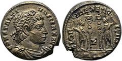 RÖMER RÖMISCHE KAISERZEIT. Constantin I., der Große, 307 - 337 n. Chr. AE Follis ø 16mm (2,44g). 335 - 336 n. Chr. Mzst. Aquileia. Vs.: CONSTANTI-NVS MAX AVG, drapierte Panzerbüste mit Rosettendiadem 