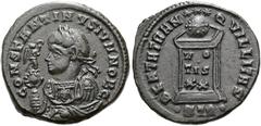 RÖMER RÖMISCHE KAISERZEIT. Constantin II. als Caesar, 317 - 337 n. Chr. AE Follis ø 19mm (3,20g). 322 - 323 n. Chr. Mzst. Trier. Vs.: CONSTANTINVS IVN NOB C, drapierte Büste mit Lorbeerkranz mit Vikto
