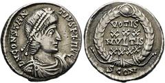 RÖMER RÖMISCHE KAISERZEIT. Constantius II., 337 - 361 n. Chr. Siliqua ø 17mm (2,50g). 353 - 355 n. Chr. Mzst. Arles. Vs.: D N CONSTAN-TIVS P F AVG, drapierte Panzerbüste mit Perlendiadem n. r. Rs.: Im