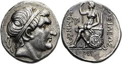 GRIECHEN BITHYNIEN. KÖNIGREICH BITHYNIEN. Nikomedes I., 279/8 - 255 v. Chr. Tetradrachme ø 29mm (16.75g). 264 - 255 v. Chr. Mzst.Nikomedeia. Vs.: Kopf mit Diadem n. r. Rs.: [Β]ΑΣΙΛΕΩΣ / [Ν]ΙΚΟΜΗΔΟΥ, A