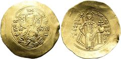 BYZANZ Manuel I. Komnenos, 1143 - 1180 n. Chr. Hyperpyron ø 30mm (4,26g). 1143 - 1152 n. Chr. Mzst. Konstantinopel. Vs.: + KE RO-HÈEI / IC - XC, Christusbüste mit Segensgestus u. Buchrolle. MA/NOVHË /
