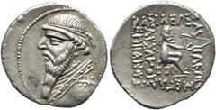 GRIECHEN PARTHER. ARSAKIDEN Mithradates II., 121 - 91 v. Chr. Drachme ø 21mm (4,20g). ca. 111/10 - 100/99 v. Chr. Mzst. Ekbatana. Vs.: Drapierte Büste mit Diadem, Torques u. langem Bart n. l. Rs.: ΒΑΣ