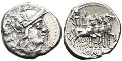 RÖMER RÖMISCHE REPUBLIK. RÖMISCHE REPUBLIK NACH 211 V. CHR. Q. Caecilius Metellus Balearicus, 130 v. Chr. Denar ø 19mm (3,61g). Mzst. Rom. Vs.: Q METE (in Ligatur), Kopf der Roma n. r., davor Stern. R