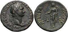 RÖMER RÖMISCHE KAISERZEIT. Domitian, 81 - 96 n. Chr. AE As ø 28mm (12,74g). 84 n. Chr. Mzst. Rom. Vs.: IMP CAES DOMITIAN AVG GERMAN COS X, Büste mit Lorbeerkranz u. Aegis auf der Schulter n. r. Rs.: M
